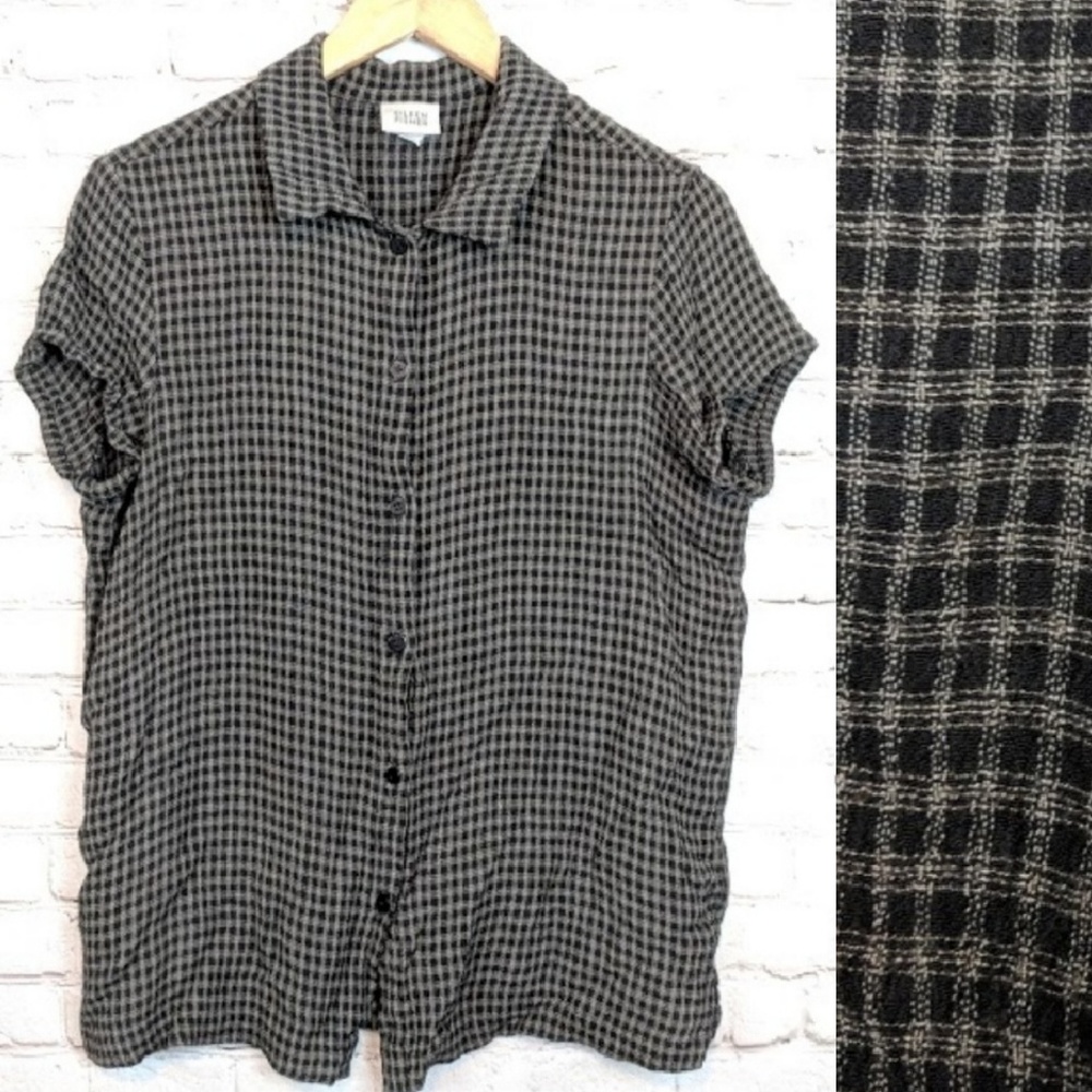 Vintage Eileen Fisher 90s Windowpane Button Down
